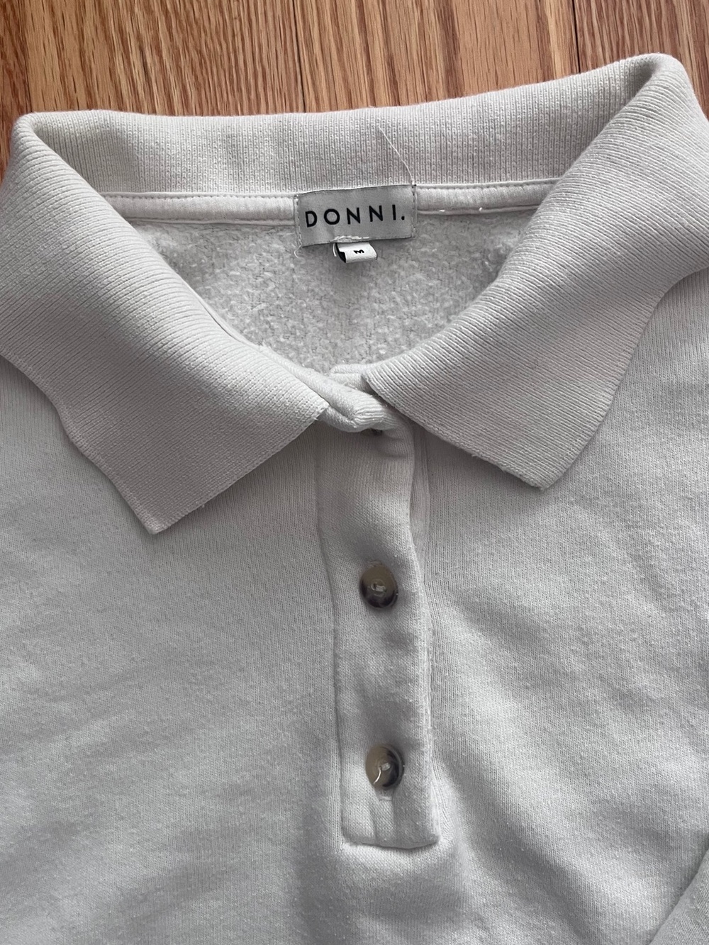 DONNI Eco Fleece Polo Sweatshirt in Powder - Picture 3 of 8